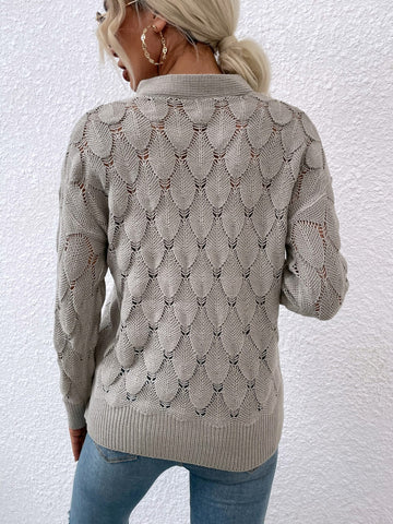 Cutout Dropped Shoulder Sweater