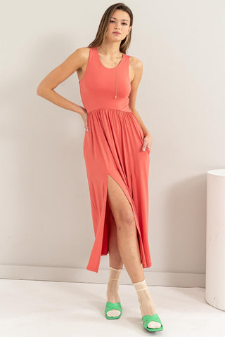 Sleeveless Slit Midi Dress