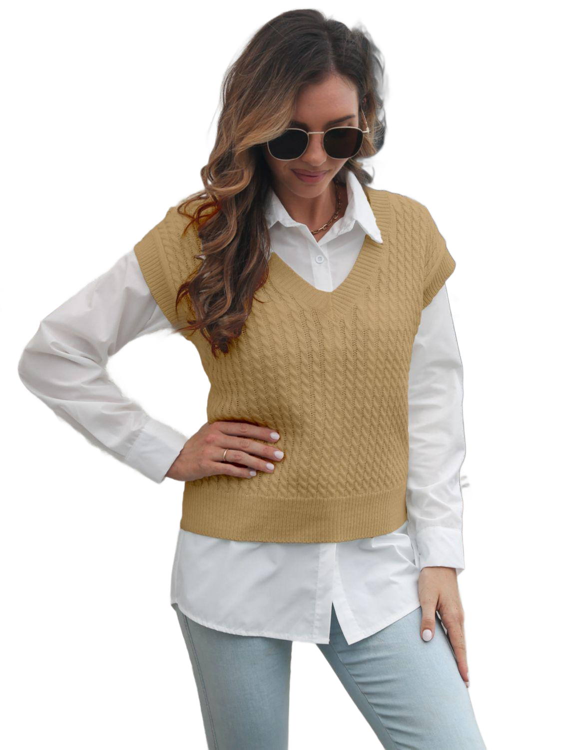 Cable-knit V-Neck Sweater Vest