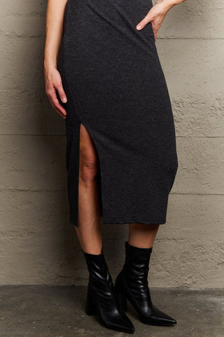 Full Size  Fitted Sleeveless Midi Dress in Black