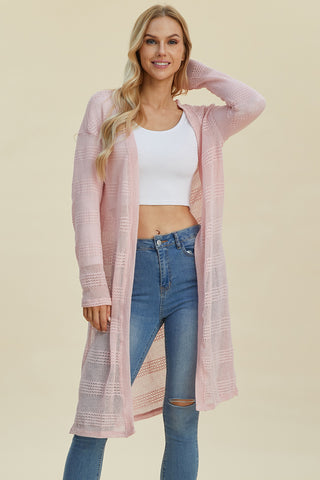 Full Size Open Front Longline Cardigan