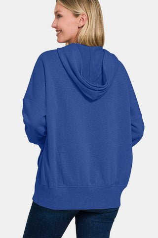 Ze nana Half Snap Long Sleeve Hoodie with Kangaroo Pocket