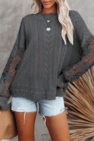 Lantern Sleeve Dropped Shoulder Sweater