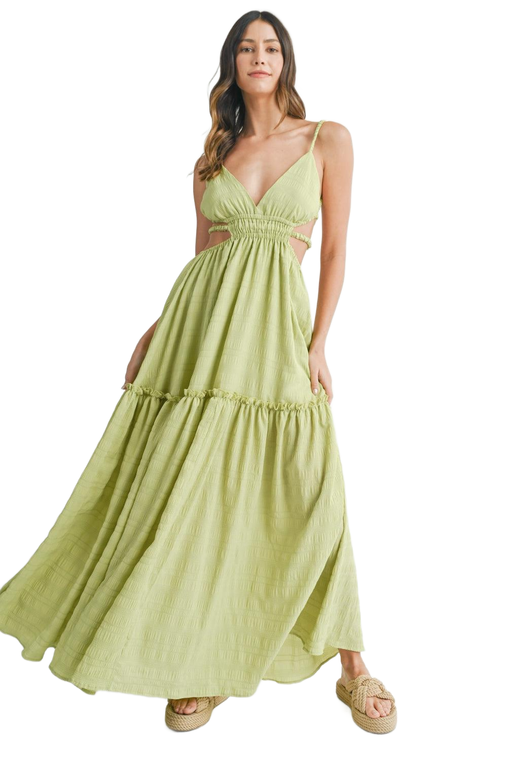 Cutout Waist Backless Maxi Dress