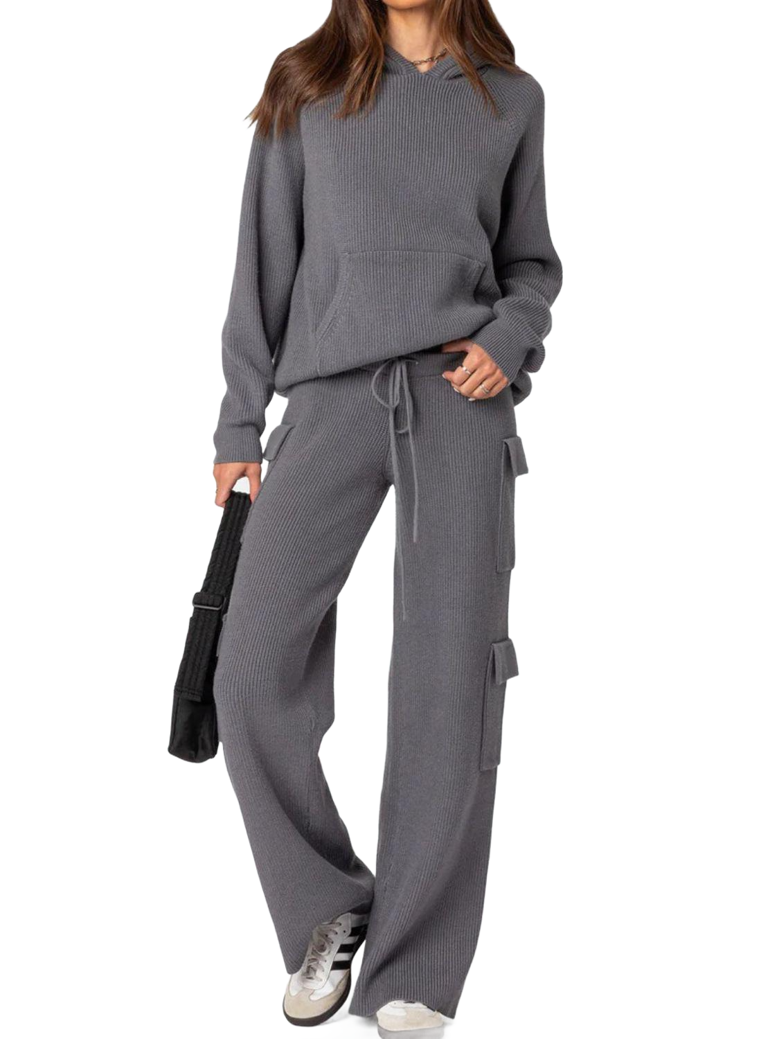 Long Sleeve Hooded Top and Pants Sweater Set