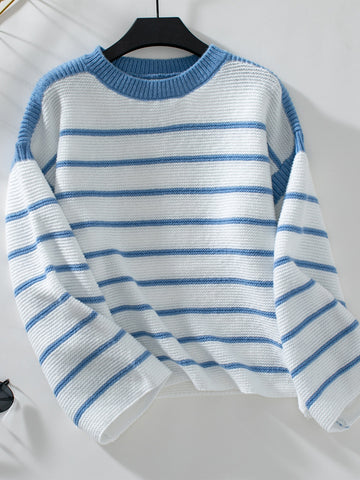 Striped Round Neck Long Sleeve Sweater