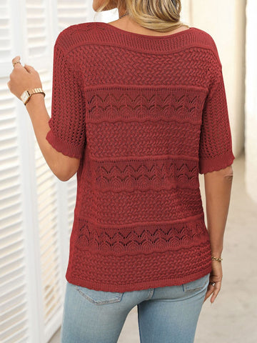 Round Neck Half Sleeve Knit Top