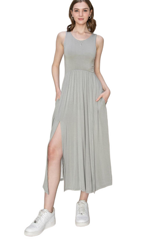 Sleeveless Slit Midi Dress