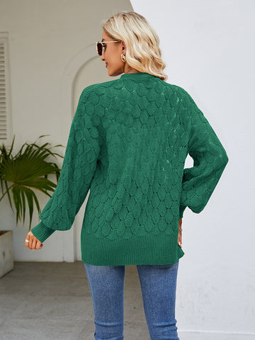 Open Front Lantern Sleeve Cardigan