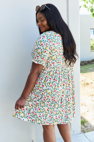 Full Size V-Neck Ruffle Sleeve Floral Dress