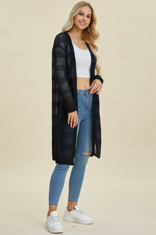 Full Size Open Front Longline Cardigan