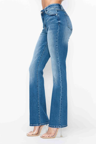 Full Size Distressed High Rise Jeans with Pockets