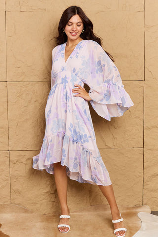 Floral Bell Sleeve Midi Dress