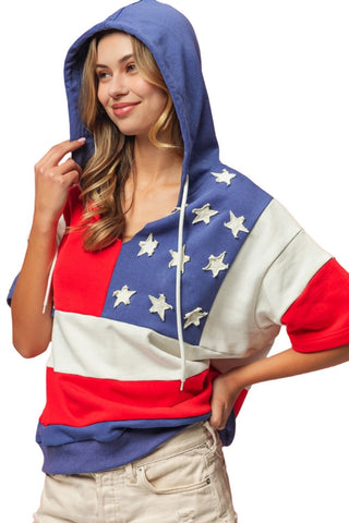 American Flag Theme Hoodie - American Flag Theme Hoodie - Hoodies For All Kind -  - All Female Kind - Trendsi - Hoodies For All Kind - 100100385091073 - 100100385091073