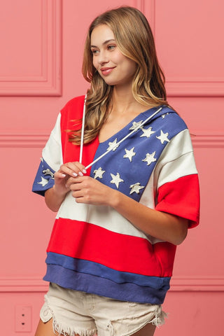 American Flag Theme Hoodie - American Flag Theme Hoodie - Hoodies For All Kind -  - All Female Kind - Trendsi - Hoodies For All Kind - 100100385091073 - 100100385091073