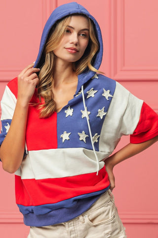 American Flag Theme Hoodie - American Flag Theme Hoodie - Hoodies For All Kind -  - All Female Kind - Trendsi - Hoodies For All Kind - 100100385091073 - 100100385091073