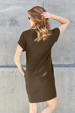  Full Size Round Neck Short Sleeve Dress with Pockets -  Full Size Round Neck Short Sleeve Dress with Pockets - Hoodies For All Kind -  - All Female Kind - Trendsi - Hoodies For All Kind - 100101901958105 - 100101901958105