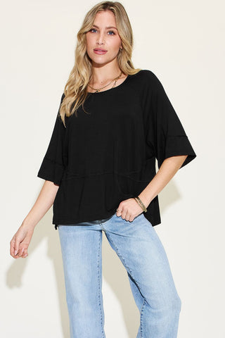  Full Size Bamboo Round Neck Exposed Seam T-Shirt -  Full Size Bamboo Round Neck Exposed Seam T-Shirt - Hoodies For All Kind -  - All Female Kind - Trendsi - Hoodies For All Kind - 100100234977620 - 100100234977620