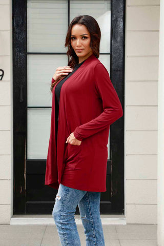  Full Size Open Front Long Sleeve Cardigan with Pockets - null - All Female Kind - Trendsi - Hoodies For All Kind - 100101779164382 - 100101779164382