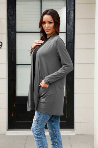  Full Size Open Front Long Sleeve Cardigan with Pockets - null - All Female Kind - Trendsi - Hoodies For All Kind - 100101779164382 - 100101779164382