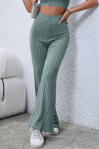  Full Size Ribbed High Waist Flare Pants - null - All Female Kind - Trendsi - Hoodies For All Kind - 100100602041358 - 100100602041358