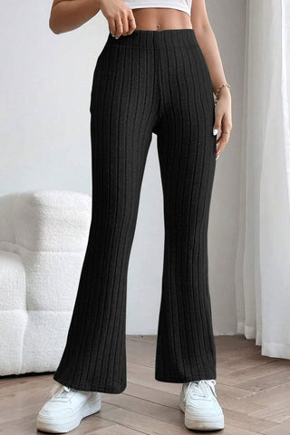  Full Size Ribbed High Waist Flare Pants - null - All Female Kind - Trendsi - Hoodies For All Kind - 100100602041358 - 100100602041358