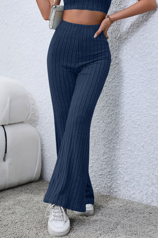  Full Size Ribbed High Waist Flare Pants - null - All Female Kind - Trendsi - Hoodies For All Kind - 100100602041358 - 100100602041358