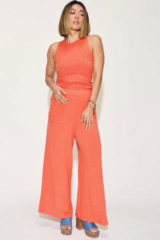  Full Size Ribbed Tank and Wide Leg Pants Set -  Full Size Ribbed Tank and Wide Leg Pants Set - Hoodies For All Kind -  - All Female Kind - Trendsi - Hoodies For All Kind - 100100451401320 - 100100451401320