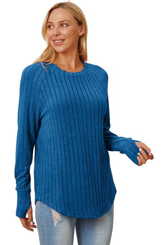 Full Size Ribbed Thumbhole Sleeve T-Shirt