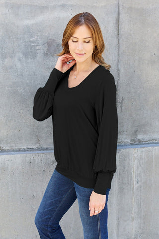  Full Size V-Neck Lantern Sleeve Top - null - All Female Kind - Trendsi - Hoodies For All Kind - 100101062161849 - 100101062161849