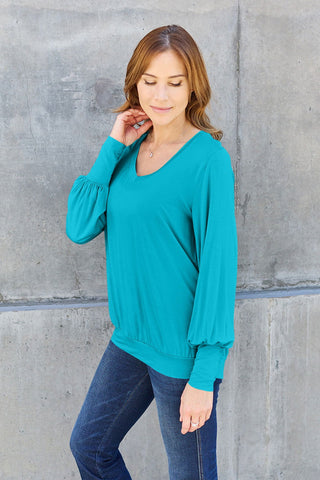  Full Size V-Neck Lantern Sleeve Top - null - All Female Kind - Trendsi - Hoodies For All Kind - 100101062161849 - 100101062161849