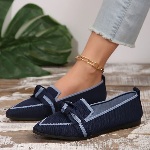 Bow Contrast Trim Point Toe Loafers - Bow Contrast Trim Point Toe Loafers - Hoodies For All Kind -  - All Female Kind - Trendsi - Hoodies For All Kind - 100600967781876 - 100600967781876