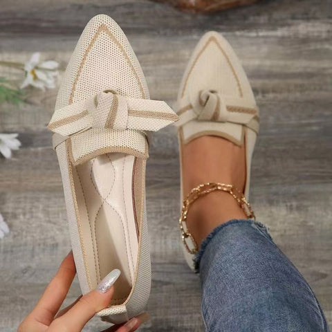 Bow Contrast Trim Point Toe Loafers - Bow Contrast Trim Point Toe Loafers - Hoodies For All Kind -  - All Female Kind - Trendsi - Hoodies For All Kind - 100600967781876 - 100600967781876