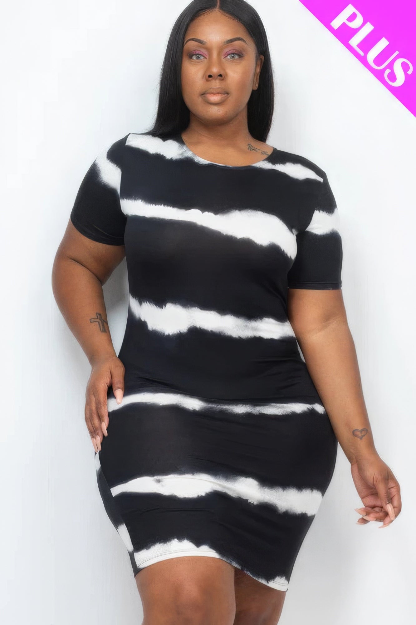 Plus Size Tie-dye Print Body-con Dress