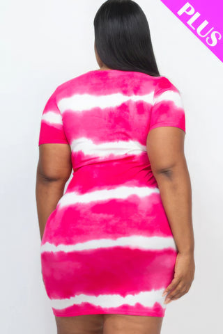 Plus Size Tie-dye Print Body-con Dress