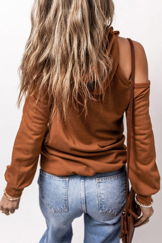 Cold Shoulder Long Sleeve Hoodie - Cold Shoulder Long Sleeve Hoodie - Hoodies For All Kind -  - All Female Kind - Trendsi - Hoodies For All Kind - 100100443681154 - 100100443681154