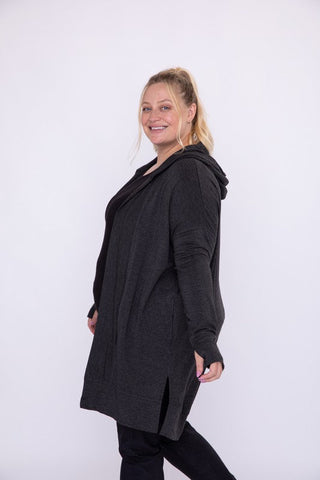 Curvy Longline Hooded Cardigan with Pockets - Curvy Longline Hooded Cardigan with Pockets - Hoodies For All Kind -  -  - Mono B - Hoodies For All Kind - 1000001804863 - null