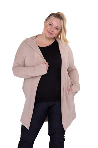 Curvy Longline Hooded Cardigan with Pockets - Curvy Longline Hooded Cardigan with Pockets - Hoodies For All Kind -  -  - Mono B - Hoodies For All Kind - 1000001804863 - null