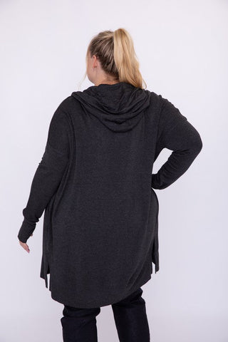 Curvy Longline Hooded Cardigan with Pockets - Curvy Longline Hooded Cardigan with Pockets - Hoodies For All Kind -  -  - Mono B - Hoodies For All Kind - 1000001804863 - null