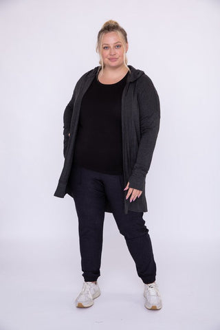 Curvy Longline Hooded Cardigan with Pockets - Curvy Longline Hooded Cardigan with Pockets - Hoodies For All Kind -  -  - Mono B - Hoodies For All Kind - 1000001804863 - null