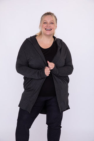 Curvy Longline Hooded Cardigan with Pockets - Curvy Longline Hooded Cardigan with Pockets - Hoodies For All Kind -  -  - Mono B - Hoodies For All Kind - 1000001804863 - null