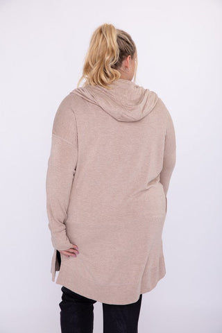 Curvy Longline Hooded Cardigan with Pockets - Curvy Longline Hooded Cardigan with Pockets - Hoodies For All Kind -  -  - Mono B - Hoodies For All Kind - 1000001804863 - null