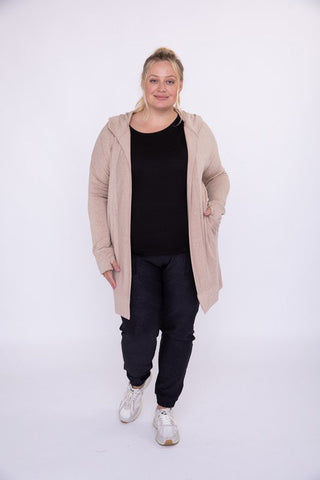 Curvy Longline Hooded Cardigan with Pockets - Curvy Longline Hooded Cardigan with Pockets - Hoodies For All Kind -  -  - Mono B - Hoodies For All Kind - 1000001804863 - null