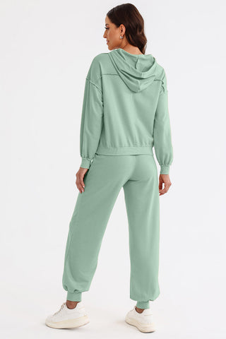 Cutout Drawstring Hoodie and Joggers Active Set - Cutout Drawstring Hoodie and Joggers Active Set - Hoodies For All Kind -  - All Female Kind - Trendsi - Hoodies For All Kind - 100100855192159 - 100100855192159