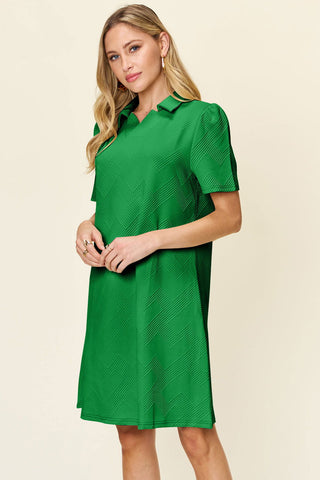  Full Size Texture Collared Neck Short Sleeve Dress -  Full Size Texture Collared Neck Short Sleeve Dress - Hoodies For All Kind -  - All Female Kind - Trendsi - Hoodies For All Kind - 100100029694914 - 100100029694914