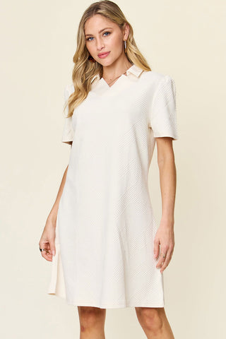  Full Size Texture Collared Neck Short Sleeve Dress -  Full Size Texture Collared Neck Short Sleeve Dress - Hoodies For All Kind -  - All Female Kind - Trendsi - Hoodies For All Kind - 100100029694914 - 100100029694914