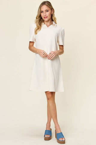  Full Size Texture Collared Neck Short Sleeve Dress -  Full Size Texture Collared Neck Short Sleeve Dress - Hoodies For All Kind -  - All Female Kind - Trendsi - Hoodies For All Kind - 100100029694914 - 100100029694914