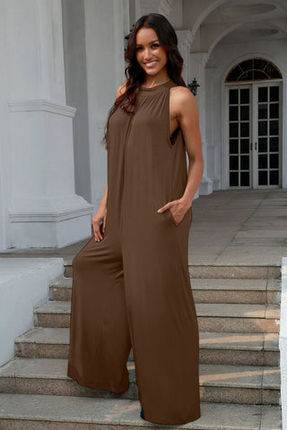  Full Size Tie Back Cutout Sleeveless Jumpsuit -  Full Size Tie Back Cutout Sleeveless Jumpsuit - Hoodies For All Kind -  - All Female Kind - Trendsi - Hoodies For All Kind - 100101950192414 - 100101950192414