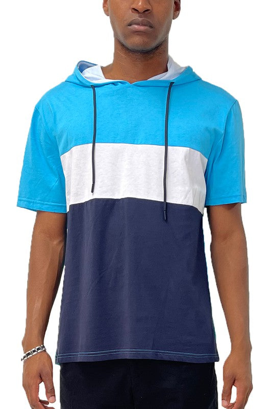 SOLID COLOR BLOCK SHORT SLEEVE HOODIE - SOLID COLOR BLOCK SHORT SLEEVE HOODIE - Hoodies For All Kind -  -  - WEIV - Hoodies For All Kind - 2000000542998 - null