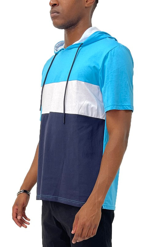 SOLID COLOR BLOCK SHORT SLEEVE HOODIE - SOLID COLOR BLOCK SHORT SLEEVE HOODIE - Hoodies For All Kind -  -  - WEIV - Hoodies For All Kind - 2000000542998 - null